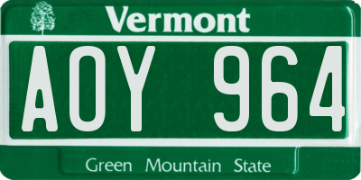 VT license plate AOY964