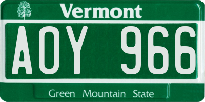 VT license plate AOY966