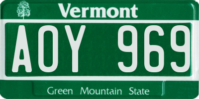 VT license plate AOY969