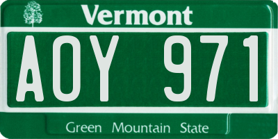 VT license plate AOY971