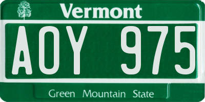 VT license plate AOY975