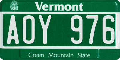 VT license plate AOY976