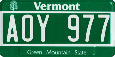 VT license plate AOY977
