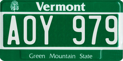 VT license plate AOY979