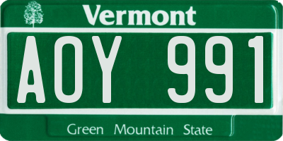VT license plate AOY991