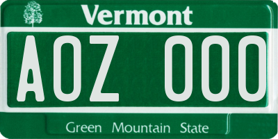 VT license plate AOZ000