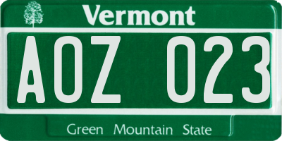 VT license plate AOZ023