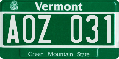 VT license plate AOZ031