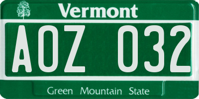 VT license plate AOZ032
