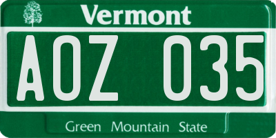 VT license plate AOZ035