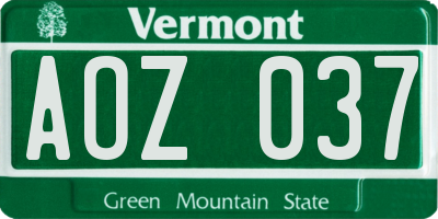 VT license plate AOZ037