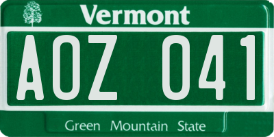 VT license plate AOZ041