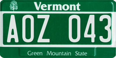 VT license plate AOZ043