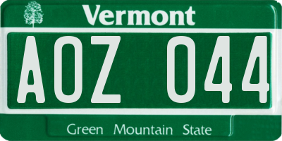 VT license plate AOZ044