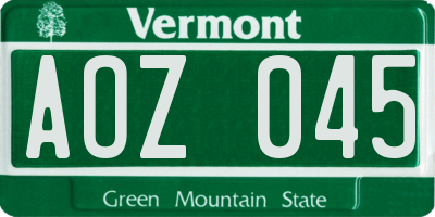 VT license plate AOZ045