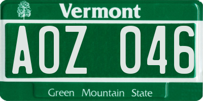 VT license plate AOZ046