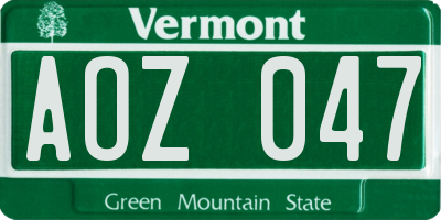 VT license plate AOZ047