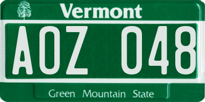 VT license plate AOZ048