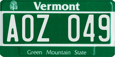 VT license plate AOZ049