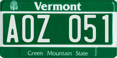 VT license plate AOZ051