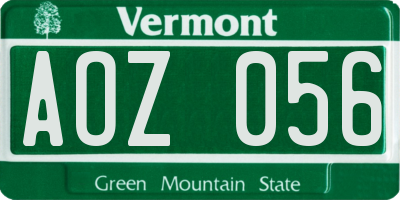 VT license plate AOZ056