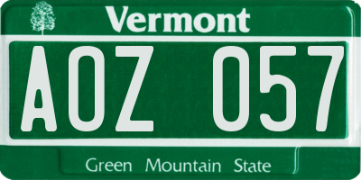 VT license plate AOZ057