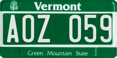 VT license plate AOZ059
