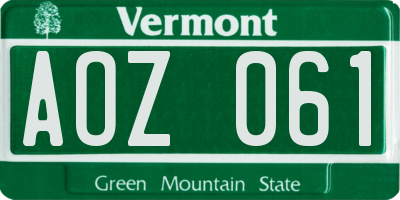 VT license plate AOZ061