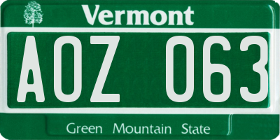VT license plate AOZ063