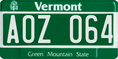 VT license plate AOZ064