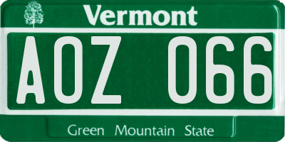VT license plate AOZ066