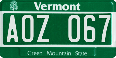 VT license plate AOZ067