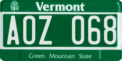 VT license plate AOZ068