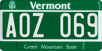 VT license plate AOZ069