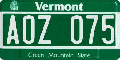 VT license plate AOZ075