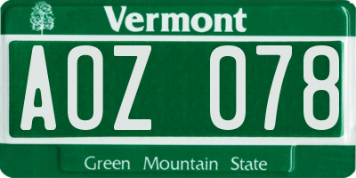 VT license plate AOZ078