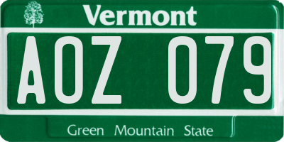 VT license plate AOZ079