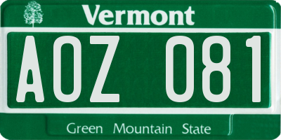 VT license plate AOZ081