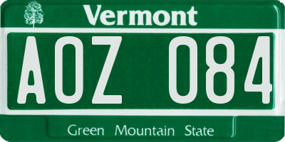 VT license plate AOZ084