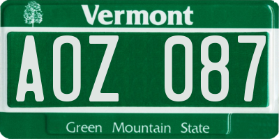 VT license plate AOZ087