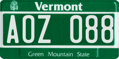 VT license plate AOZ088