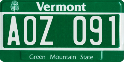 VT license plate AOZ091