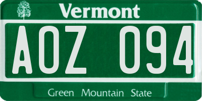 VT license plate AOZ094