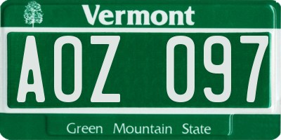 VT license plate AOZ097