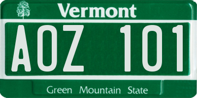 VT license plate AOZ101