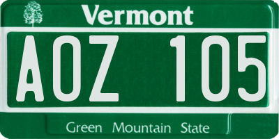 VT license plate AOZ105