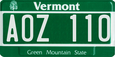 VT license plate AOZ110