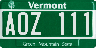 VT license plate AOZ111