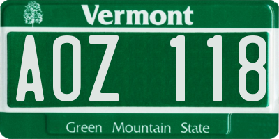 VT license plate AOZ118
