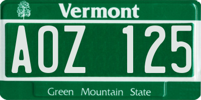 VT license plate AOZ125